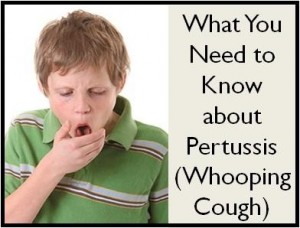 "What you need to know about whooping cough" text against boy coughing image