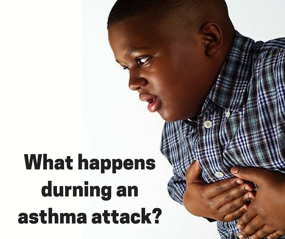 "What Happens during an asthma attack?" against image of child holding chest