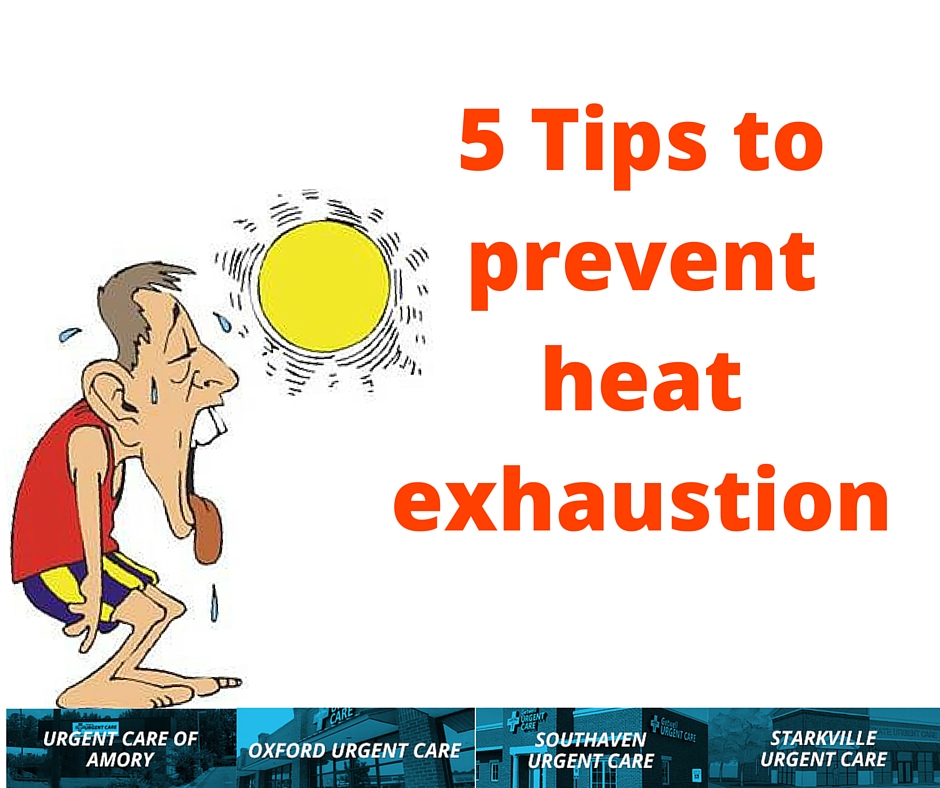 "5 tips to prevent heat exhaustion" text against white background