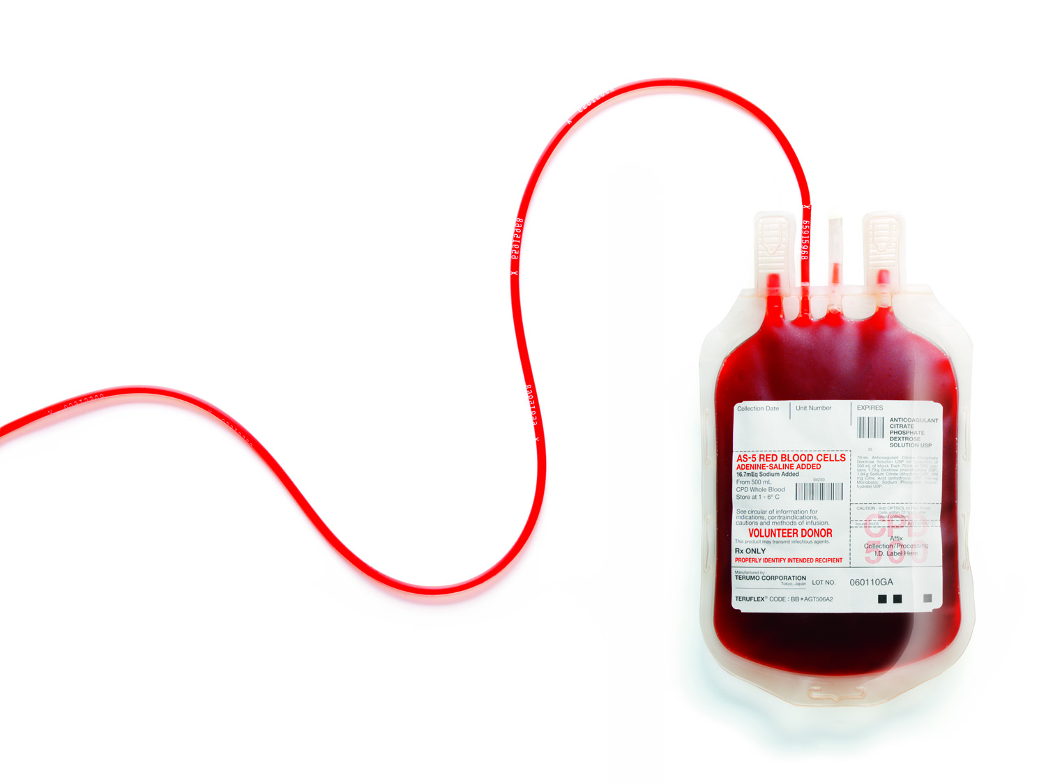 donated blood bag